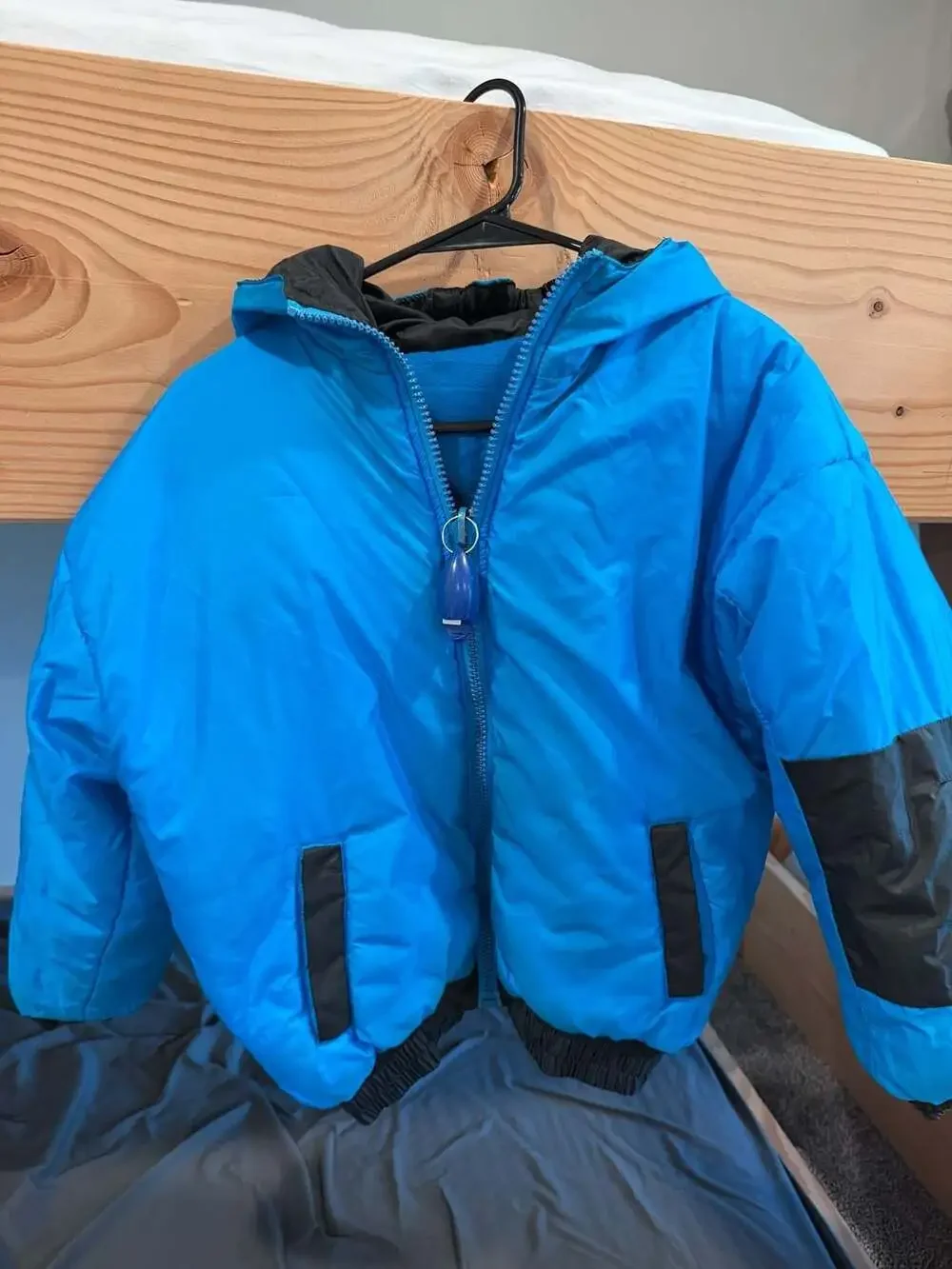 KIDS Vintage NFL Carolina Panthers Reversible Full-Zip Winter Puffer Jacket